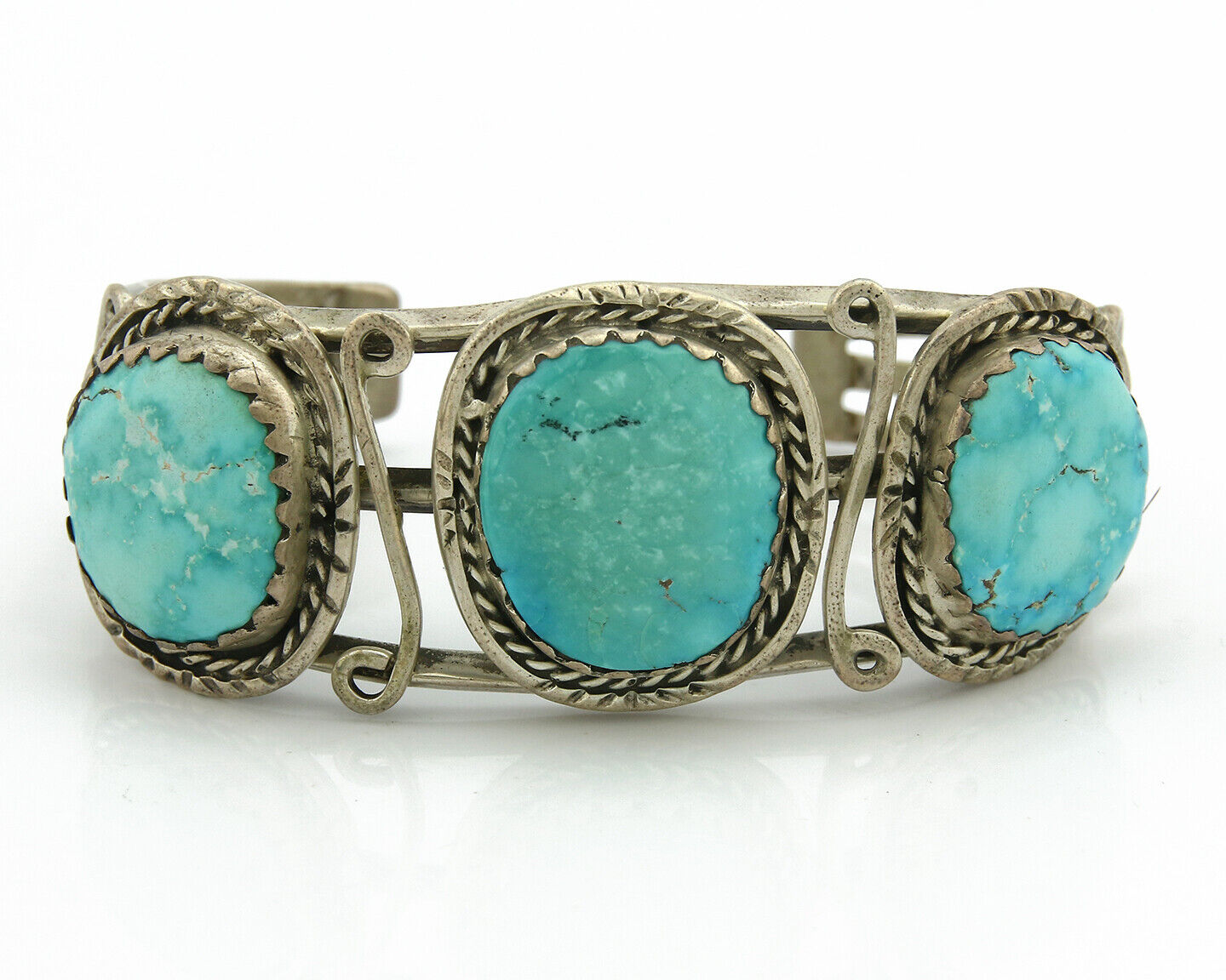 Navajo Bracelet .925 Silver Southwest Turquoise Cuff Artist Native C.80's