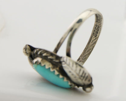 Navajo Ring 925 Silver Natural Blue Turquoise Native American Artist C.80's