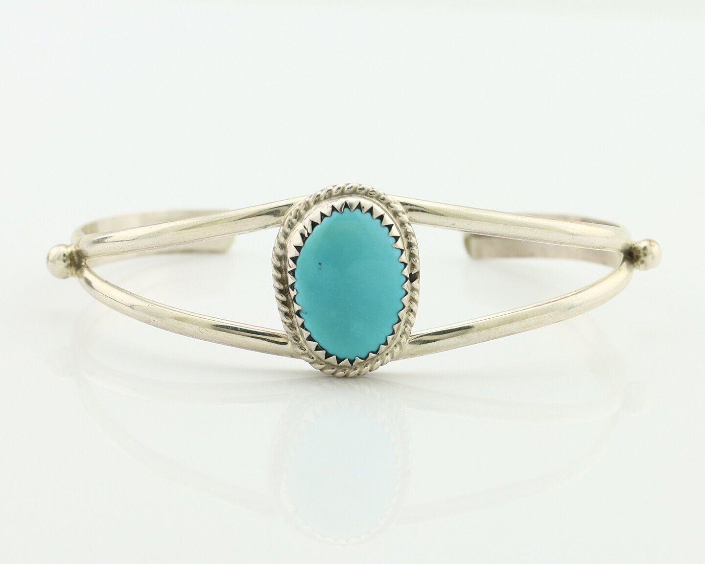 Navajo Bracelet 925 Silver Sleeping Beauty Turquoise Native Artist C.80's
