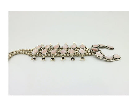 Navajo Squash Necklace 925 Silver Natural Pink Mussel Native American Artist C80