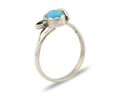 Navajo Ring .925 Silver Sleeping Beauty Turquoise Native American Artist C.80's
