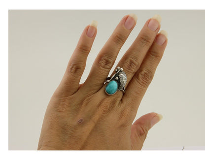 Navajo Handmade Ring 925 Silver Turquoise Signed BP C.80's