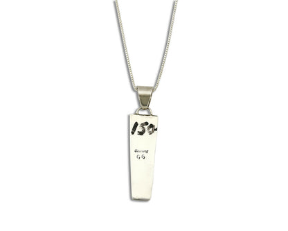 Navajo Inlaid Pendant .925 Silver Simulated Opal Necklace