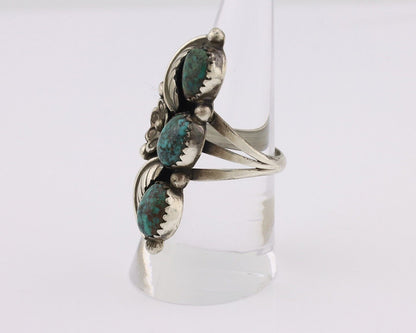 Navajo Ring 925 Silver Blue Diamond Turquoise Native American Artist C.80's