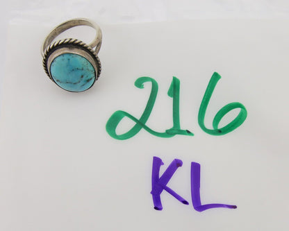 Navajo Handmade Ring 925 Silver Natural Turquoise Native Artist C.80's