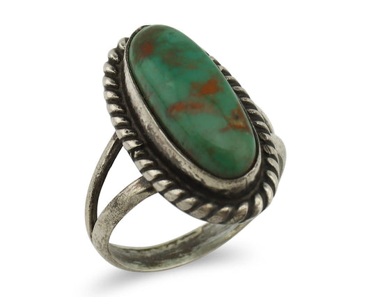 Navajo Ring 925 Silver Kingman Turquoise Artist Native American Signed C.80's
