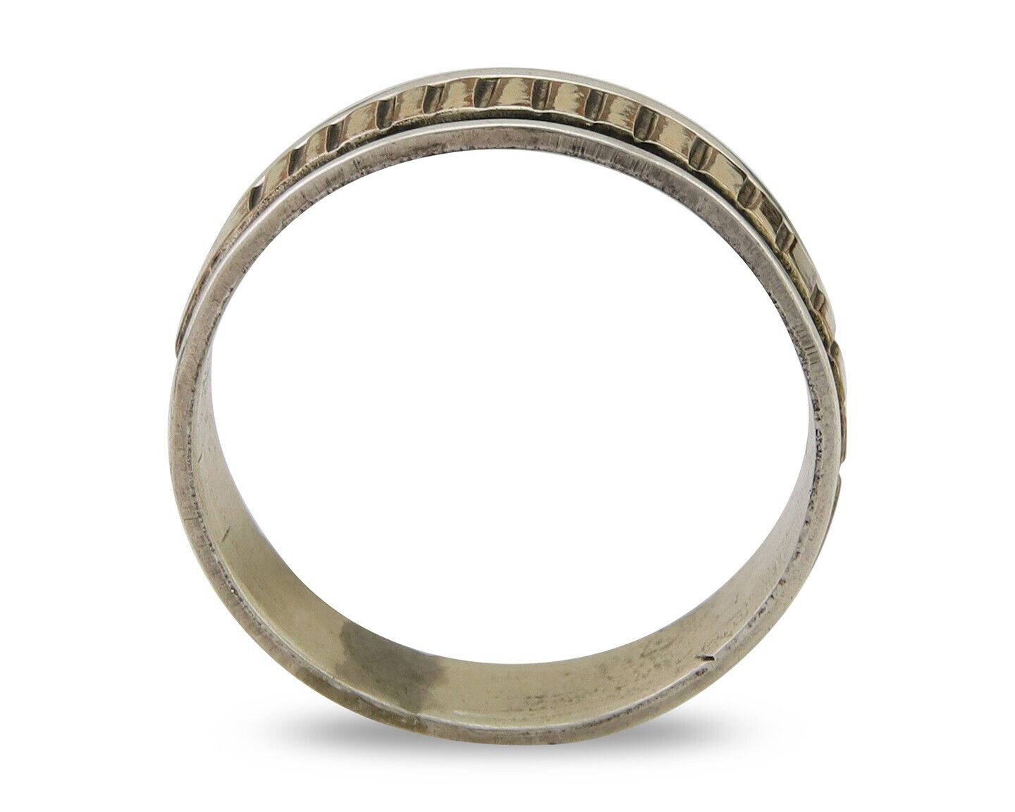 Navajo Handmade Ring 925 Silver & Gold Artist Signed E C.80's