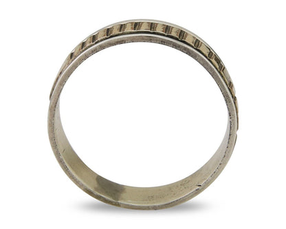 Navajo Handmade Ring 925 Silver & Gold Artist Signed E C.80's
