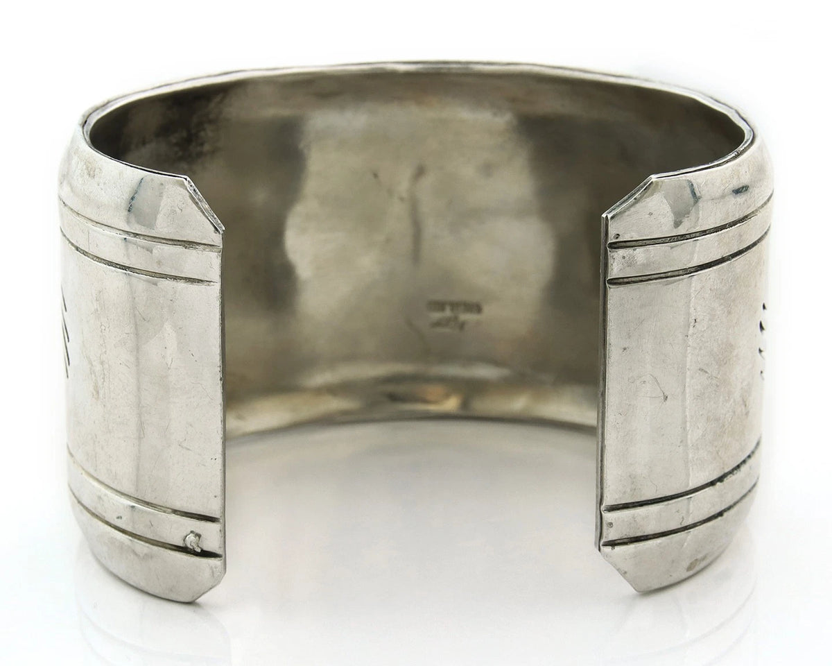 Navajo Cuff Bracelet 925 Sterling Silver Vintage Heavy Handmade Signed Yazzie