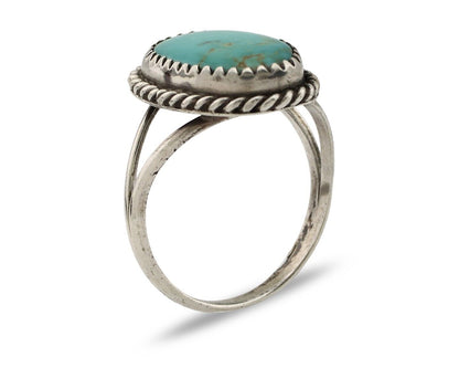 Navajo Ring 925 Silver Kingman Turquoise Native American Artist C.80's
