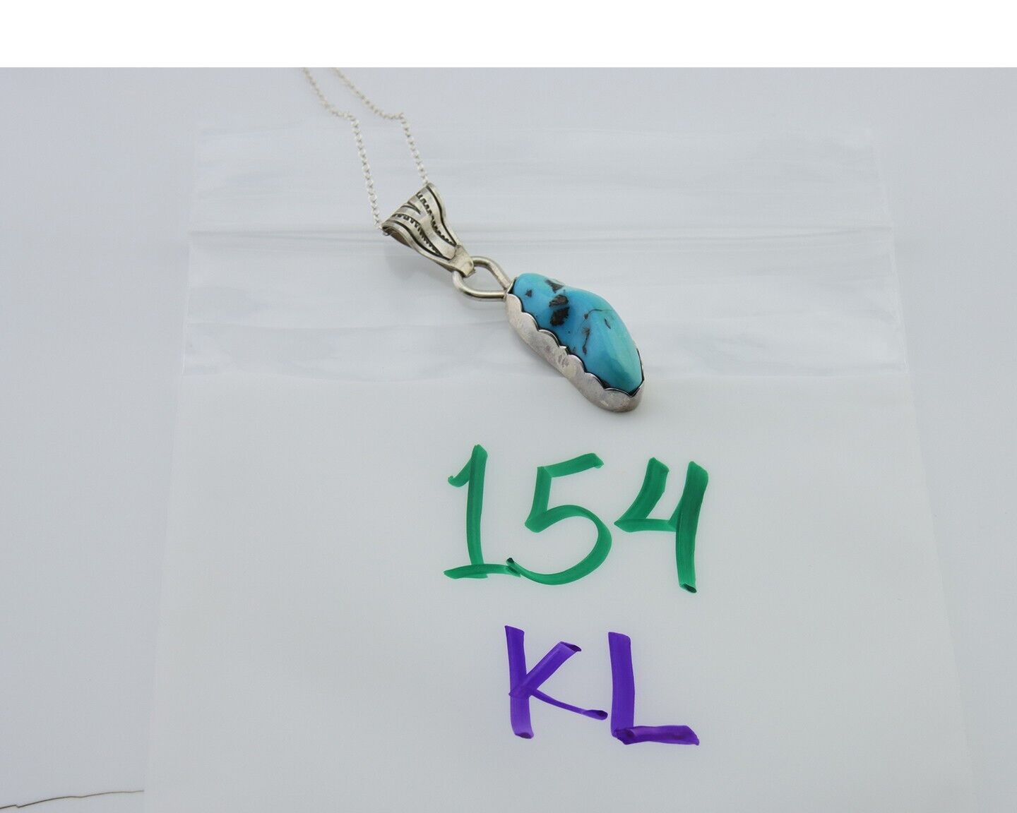 Navajo Necklace 925 Silver Blue Turquoise Artist Signed Tony Guerro C.80's