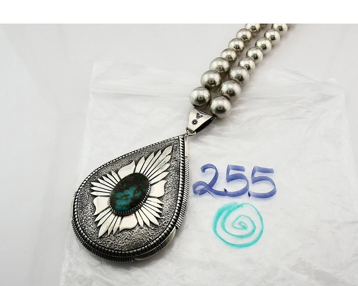 Navajo Necklace Blue Turquoise Vintage Handmade Signed EDDY CHACO C.80's