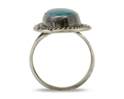 Navajo Ring 925 Silver Kingman Turquoise Native American Artist C.80's