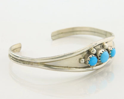 Childs Navajo Cuff Bracelet Sterling Silver Turquoise Vintage