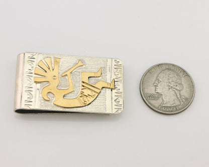 Navajo Money Clip .925 Silver Gold Plate & .999 Nickle Native Artist C.80's