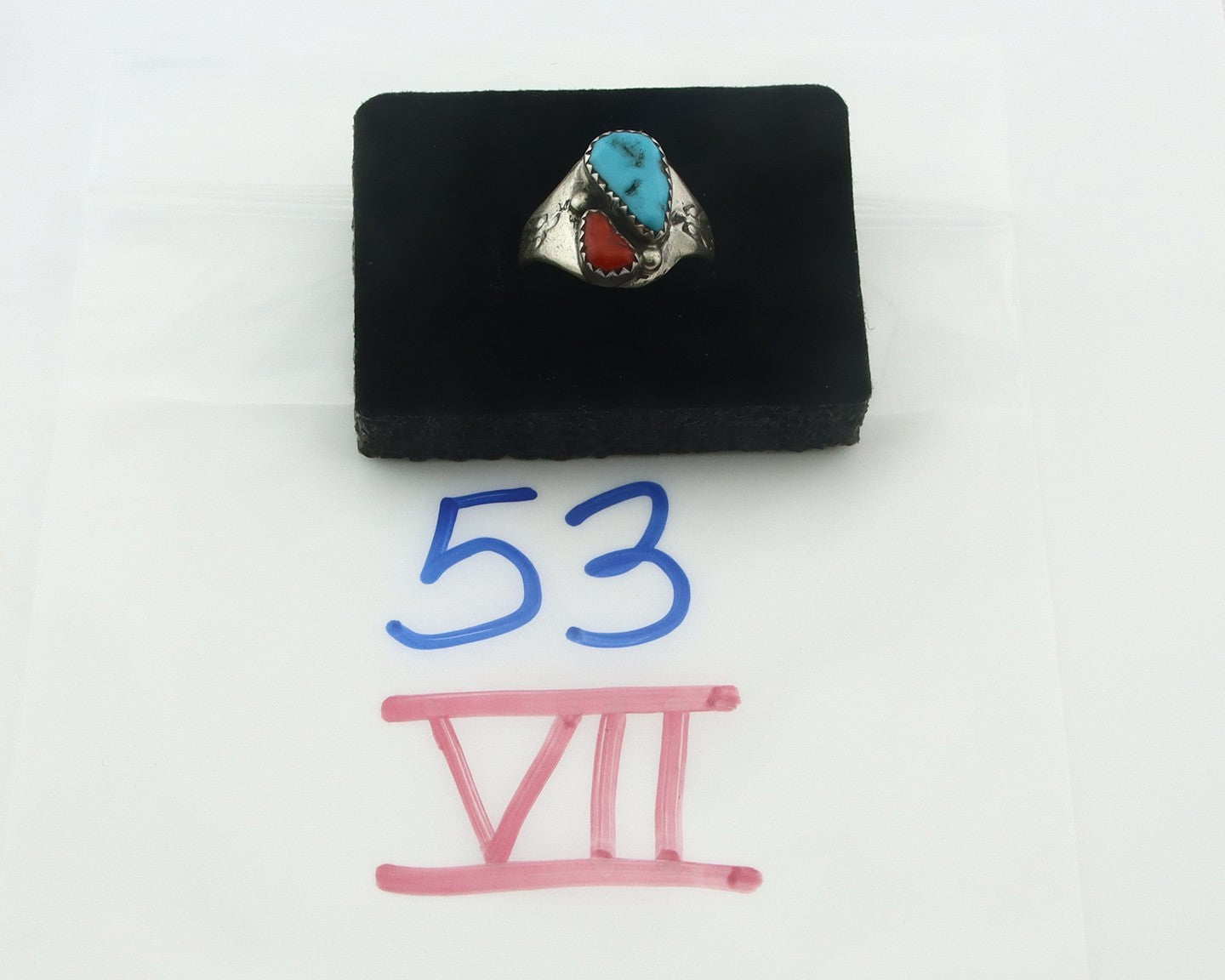 Vintage Navajo Ring 925 Sterling Silver Natural Gemstone Authentic Size 8.25
