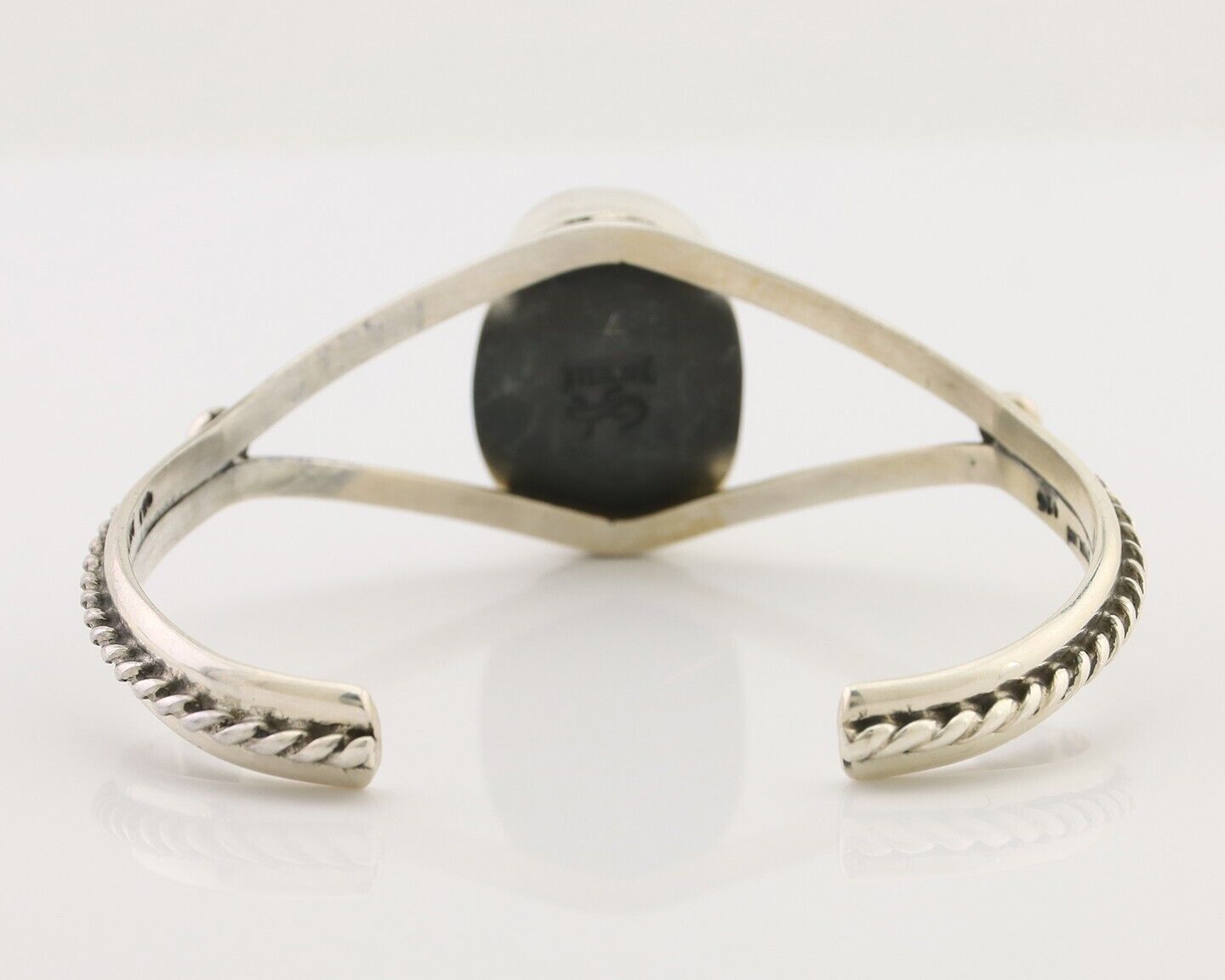 Navajo Cuff Bracelet 925 Silver Natural Blue Turquoise Artist Signed Gecko C.80s