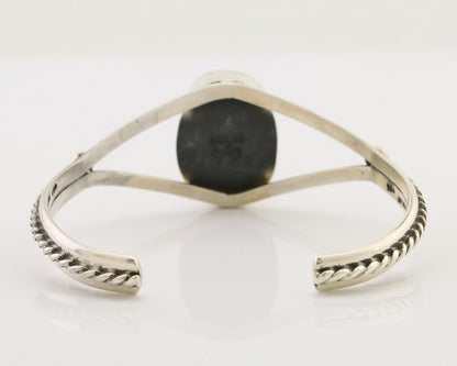 Navajo Cuff Bracelet 925 Silver Natural Blue Turquoise Artist Signed Gecko C.80s