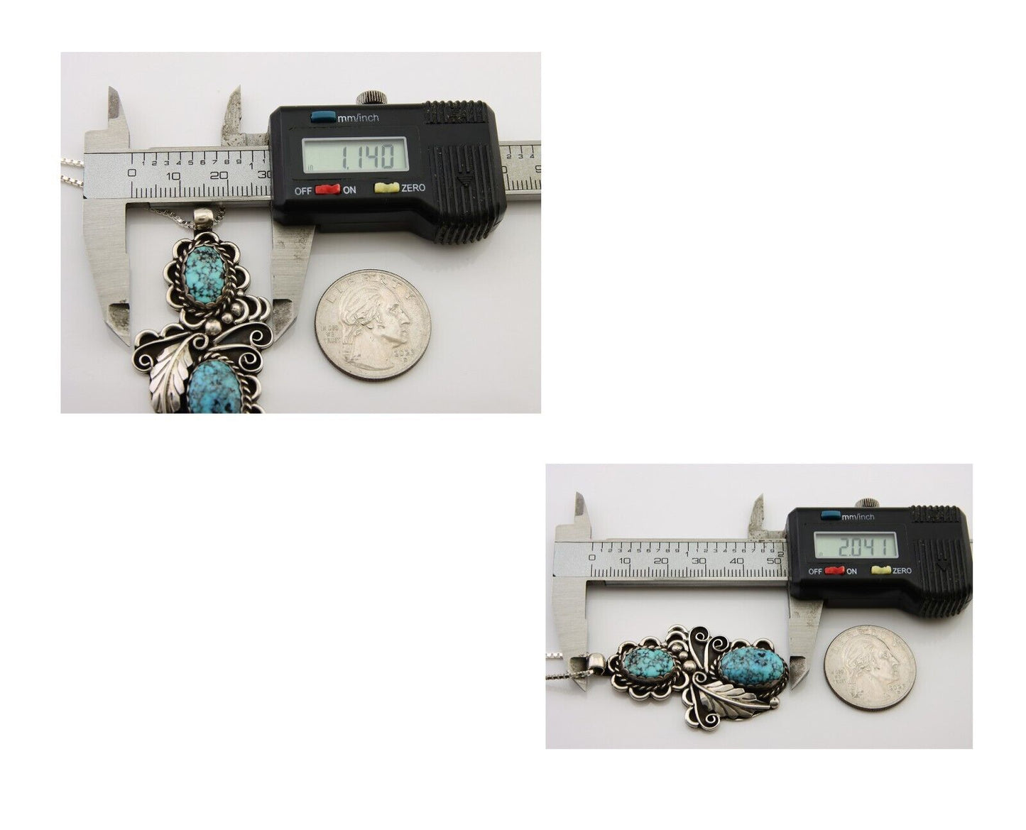 Navajo Necklace 925 Silver Natural Turquoise Artist Signed Fred Guerro C.80's