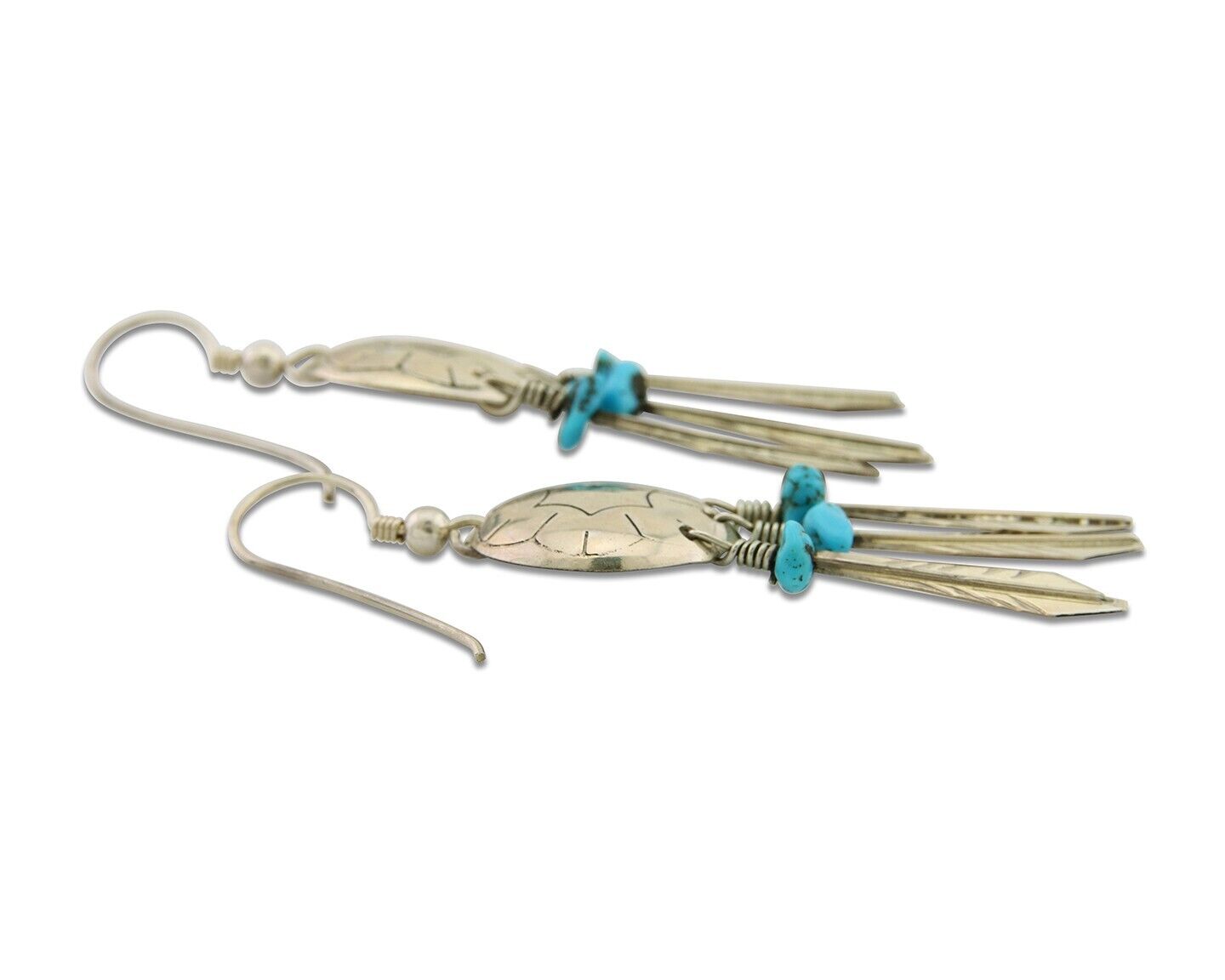 Navajo Earrings 925 Silver Dream Catcher Natural Turquoise Native Artist C.80's