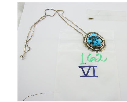 Navajo Sterling Silver Necklace Authentic Turquoise Vintage Signed M Montoya