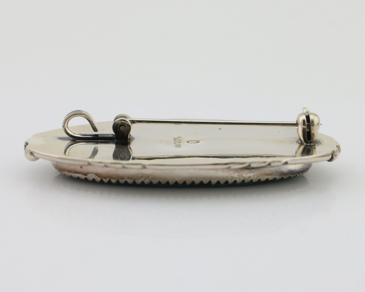 Navajo Pin Pendant 925 Silver Turquoise Hand Stamped Artist Signed D C.80's