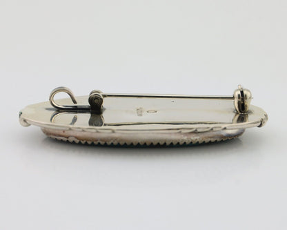 Navajo Pin Pendant 925 Silver Turquoise Hand Stamped Artist Signed D C.80's