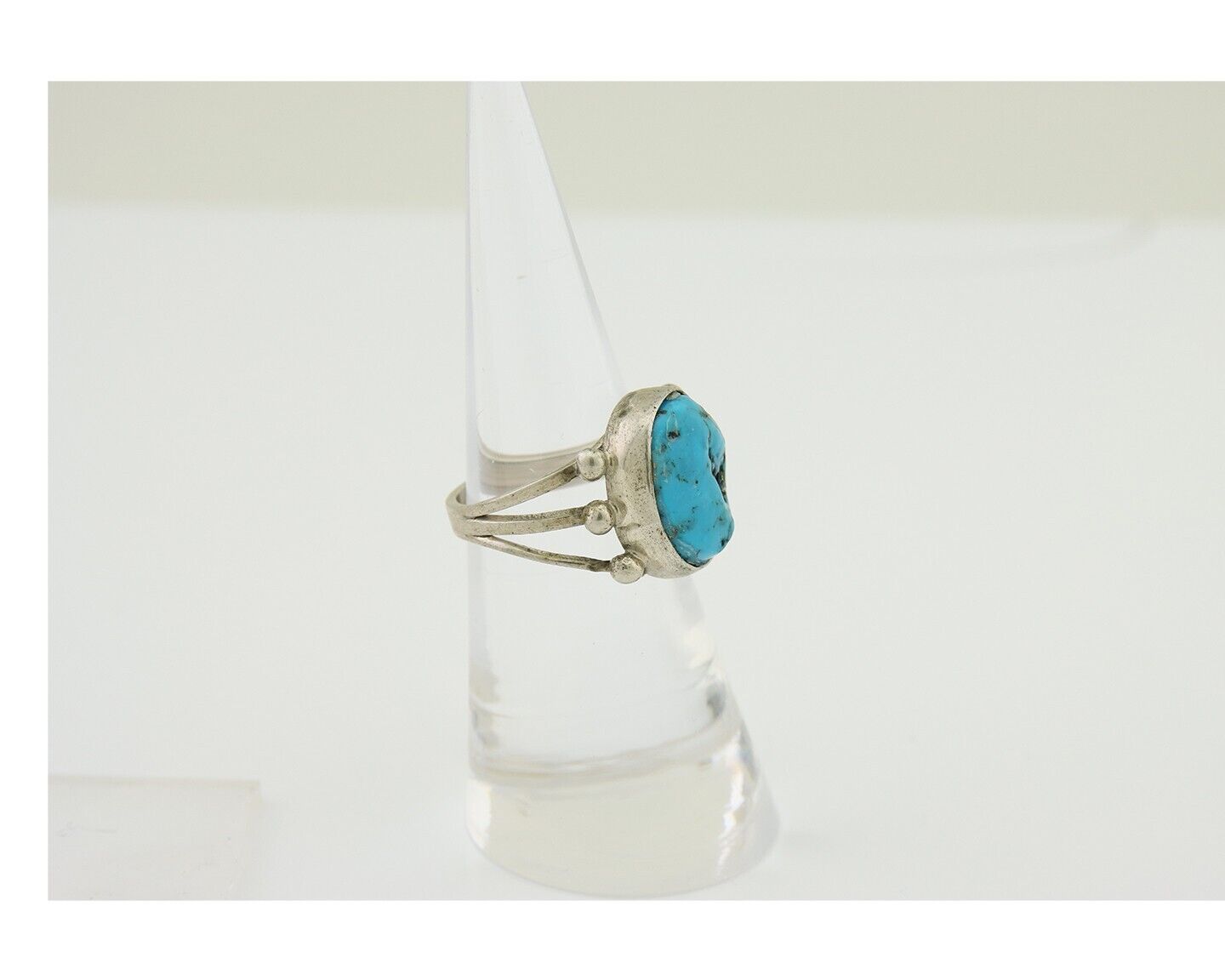 Navajo Handmade Ring 925 Silver Sleeping Beauty Turquoise Artist C.80's