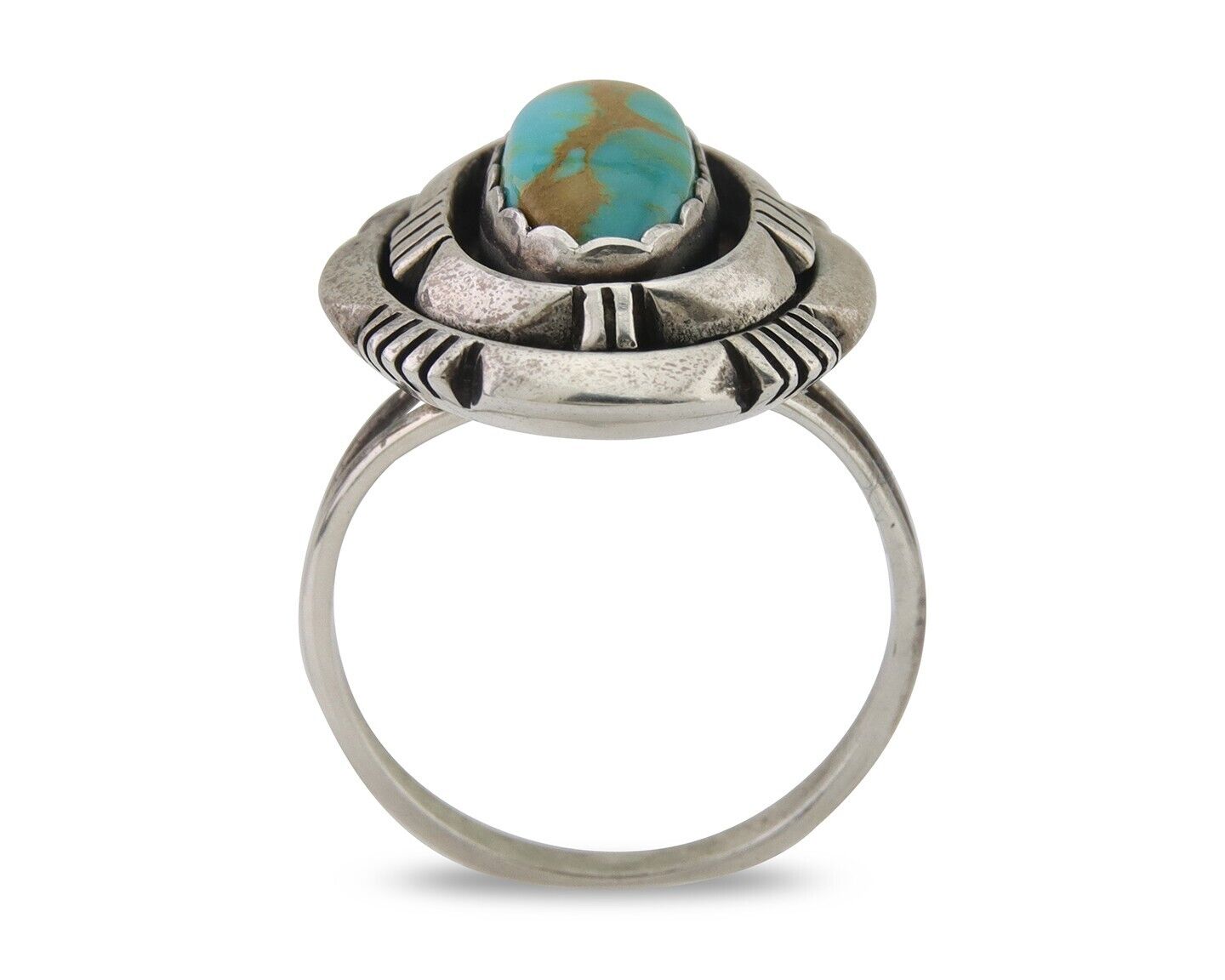 Navajo Ring 925 Silver Natural Turquoise Signed Leonard & Marian Nez C.80's
