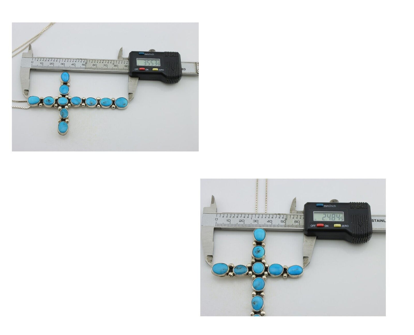 Navajo Cross Pendant 925 Silver Blue Turquoise Signed Native American C.80's