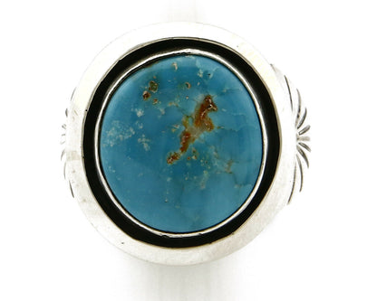 Navajo Ring .925 Silver Turquoise Handmade Signed Doug Zachary C.1980's