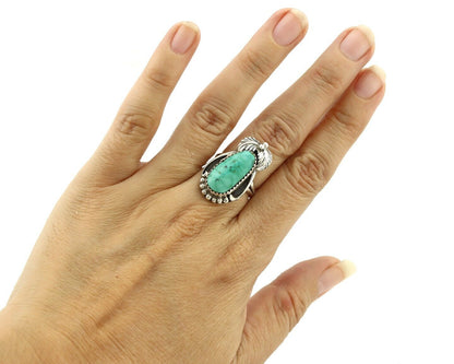 Navajo Ring .925 Silver Natural Mined Southwest Turquoise Artist Signed SN C80s