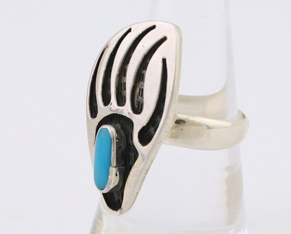 Navajo Badger Paw Ring 925 Silver Turquoise Native American Artist C.80's