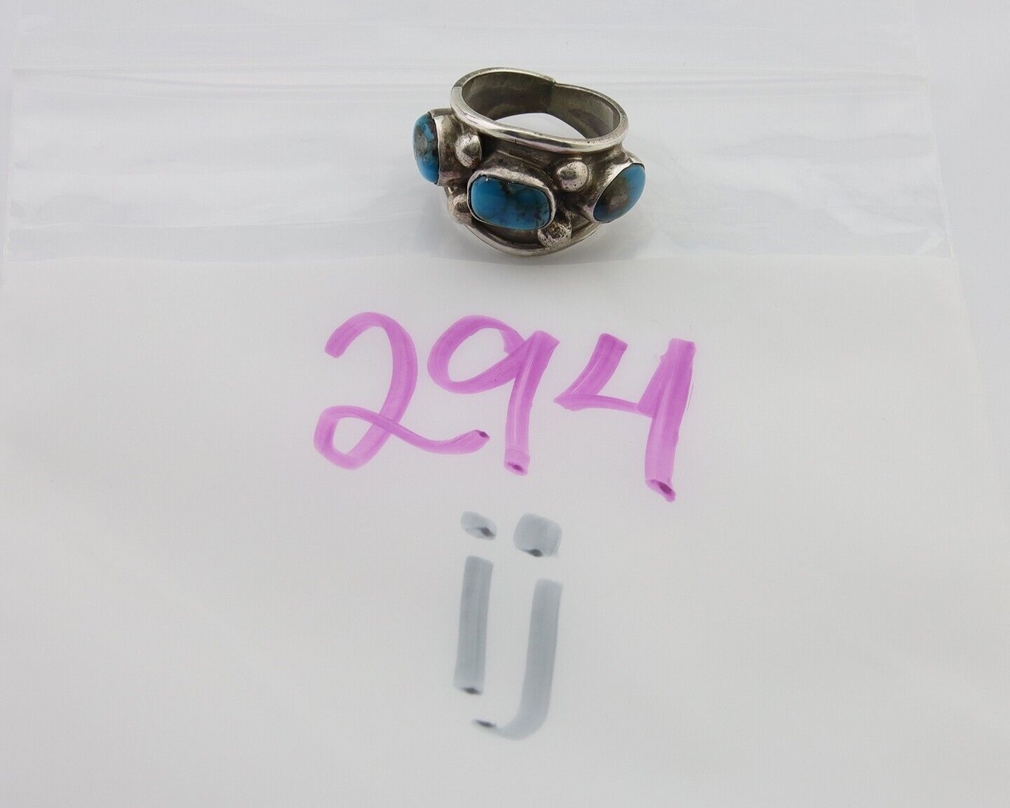 Navajo Handmade Ring 925 Silver Natural Turquoise Native Artist C.80's