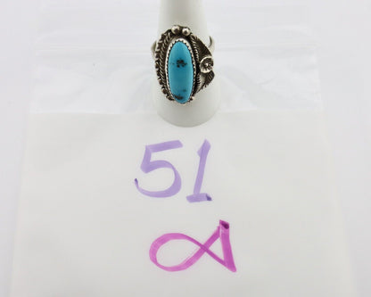 Navajo Ring 925 Silver Sleeping Beauty Turquoise Signed SC C.80's