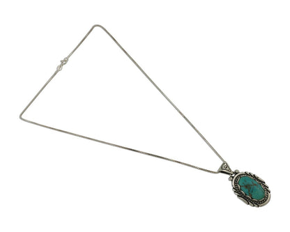 Navajo Necklace 925 Silver Natural Turquoise Sun Stamp C.80s
