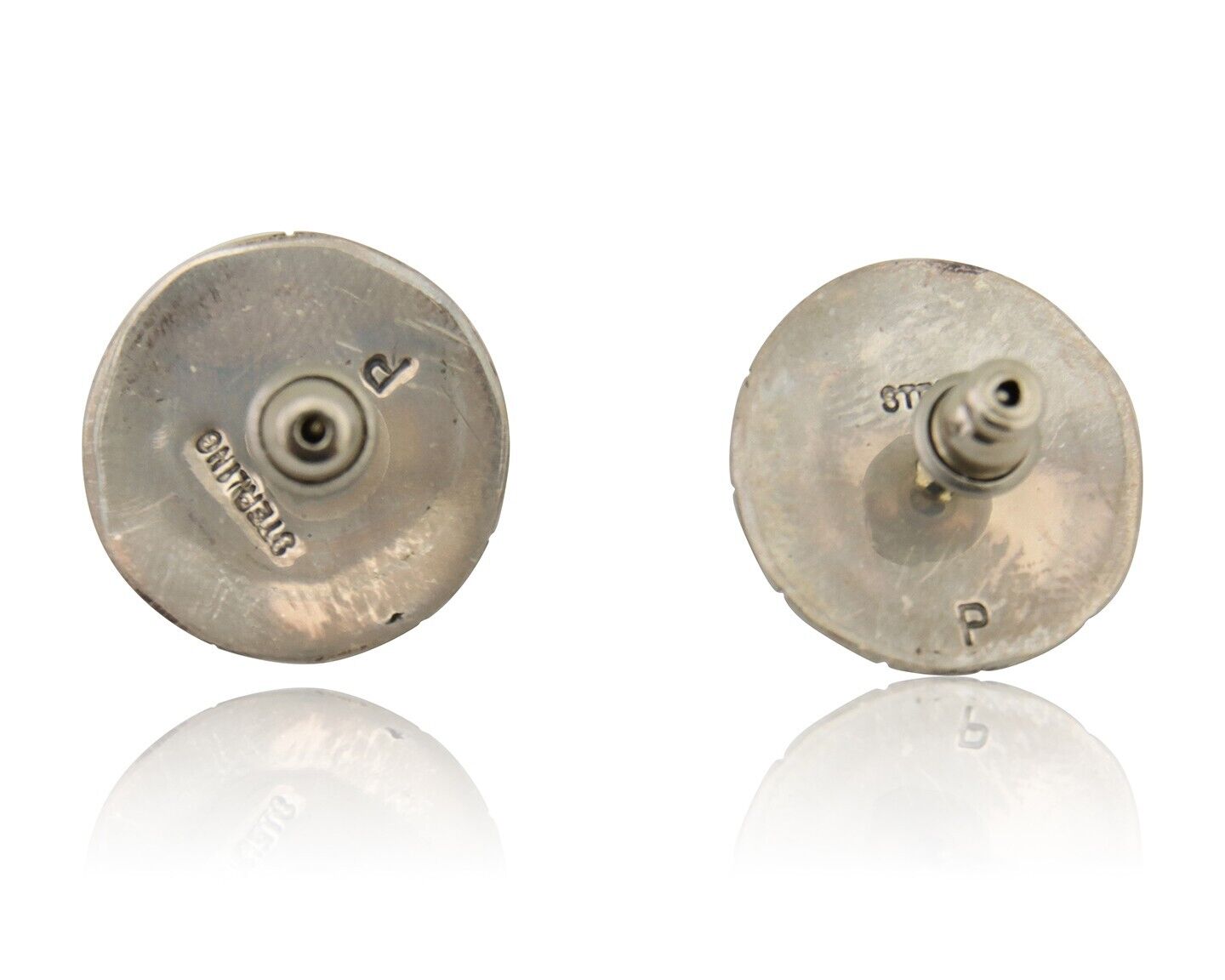 Navajo Shield Earrings 925 Silver Natural Blue Turquoise Artist Signed P C.80s