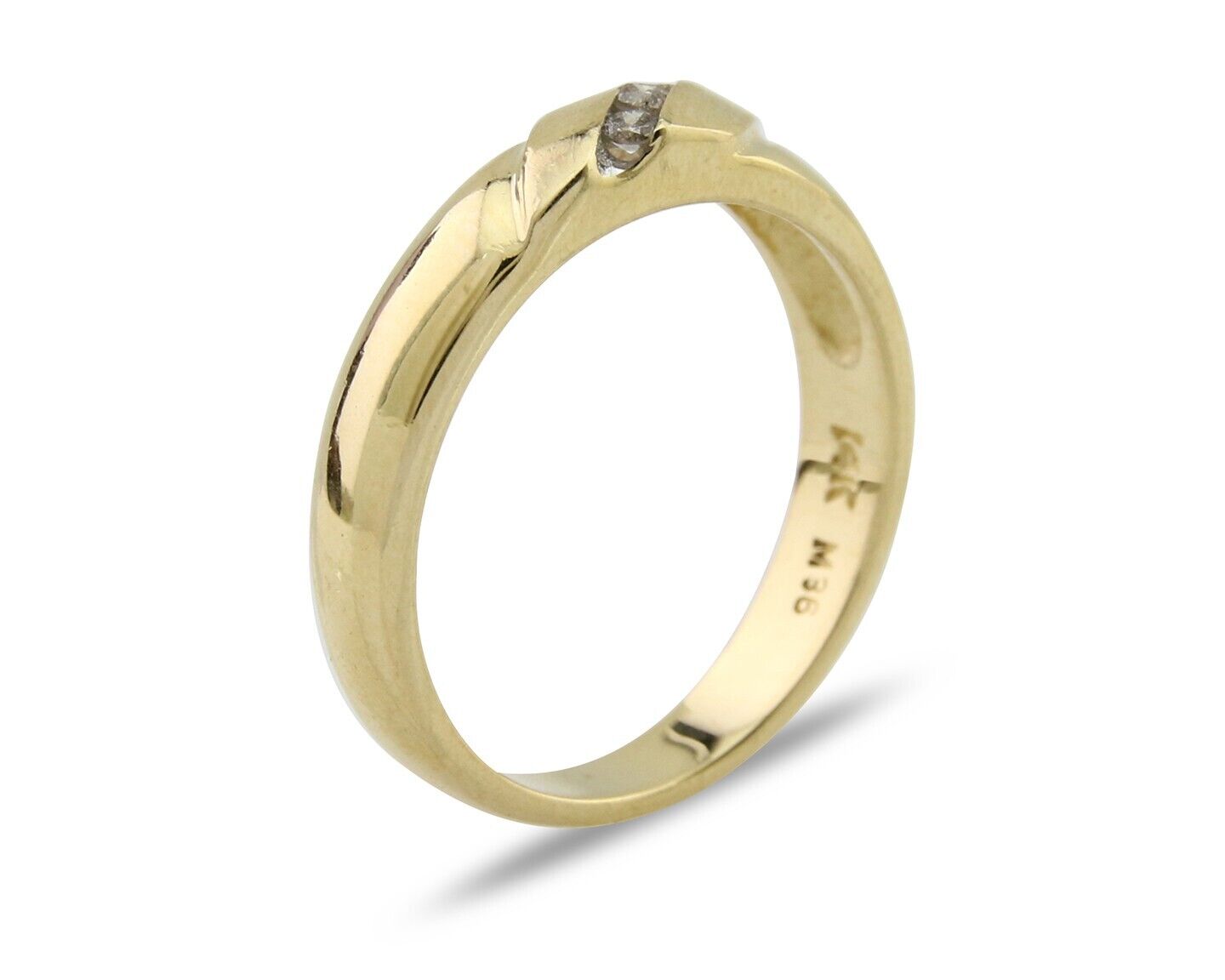 Natural Diamond Band 14k Solid Yellow Gold 3-Stone Ring