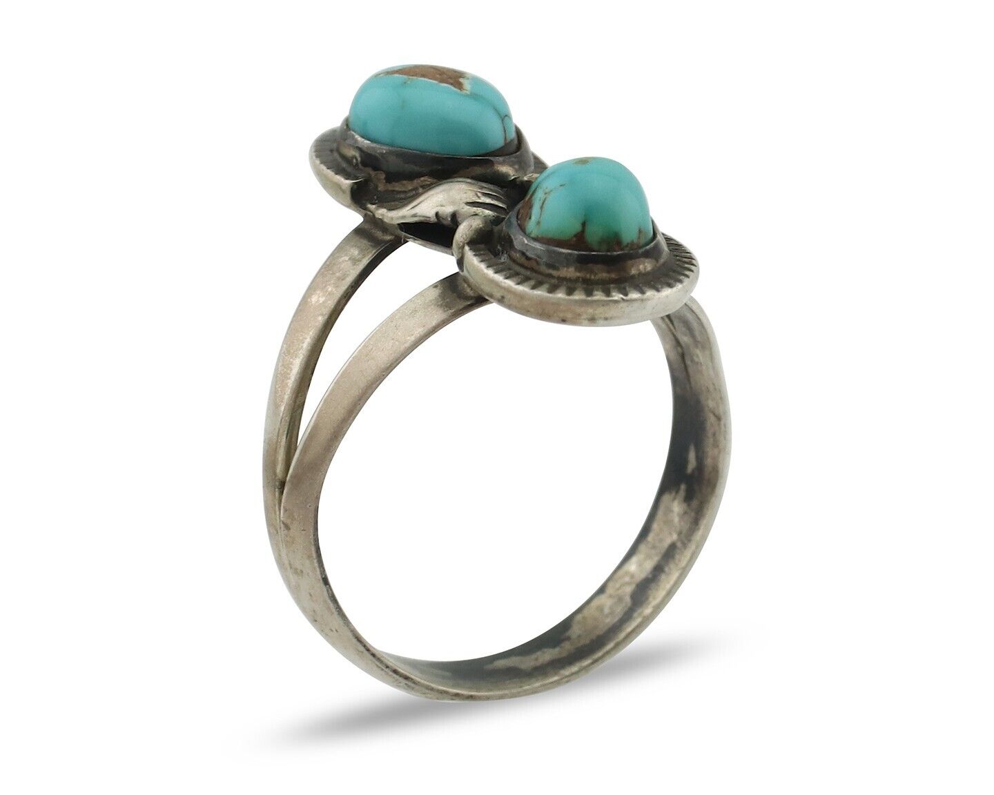 Navajo Ring 925 Silver Natural AAA Blue Turquoise Artist Signed Tom Willeto C80s