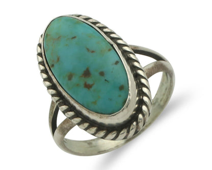 Navajo Ring 925 Silver Natural Blue Turquoise Signed M Montoya C.80's