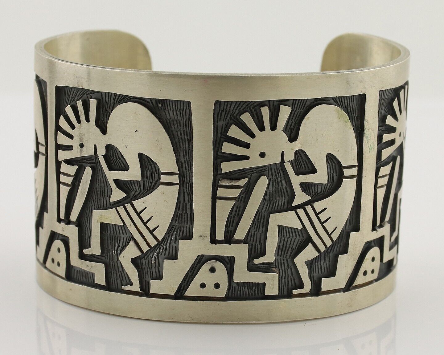 Navajo Kokopelli Bracelet 925 Silver Native American Artist Handmade C.80's