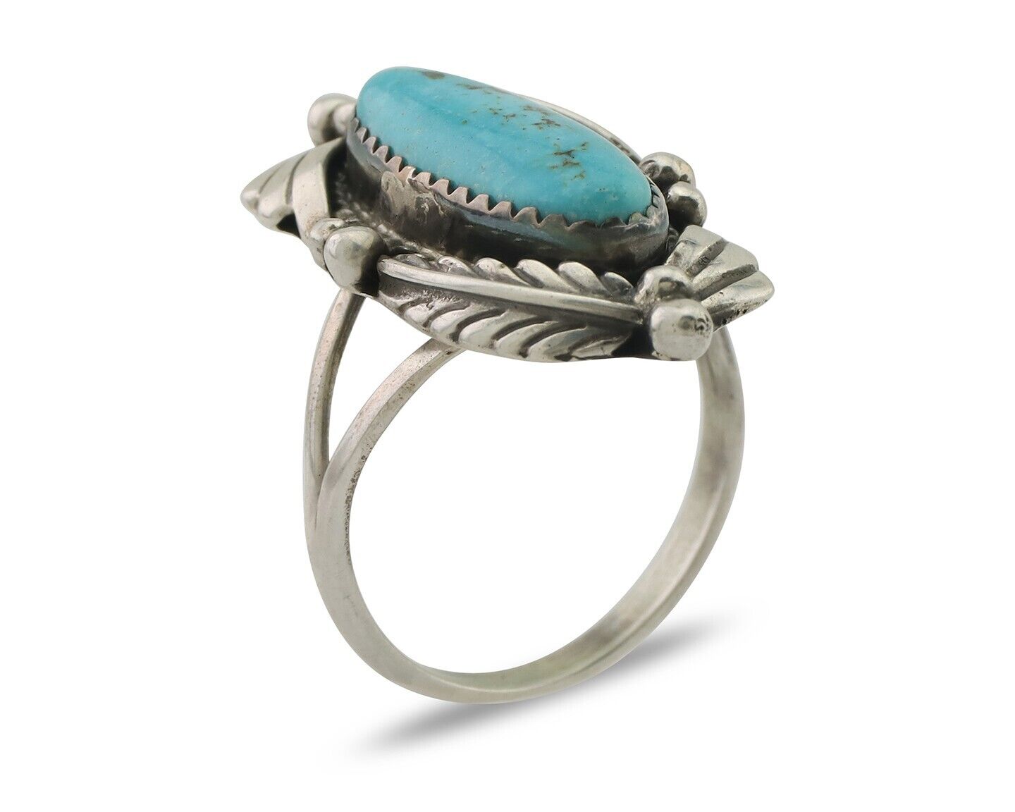 Navajo Ring 925 Silver Beautiful Blue Turquoise Native American Artist C.80's
