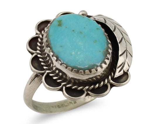 Navajo Handmade Ring 925 Silver Turquoise Native American Artist C.80's