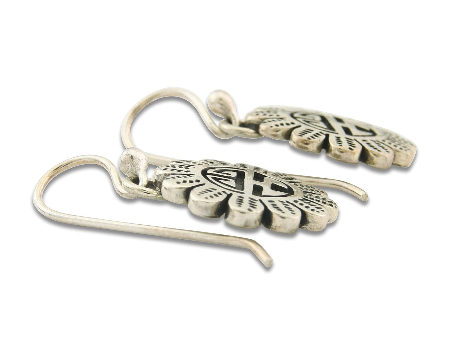 Navajo Tiwa Sun Earrings Sterling Silver Dangle Vintage Authentic