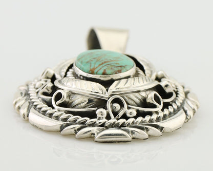 Navajo Pendant 925 Silver Kingman Turquoise Native American Artist C.80s