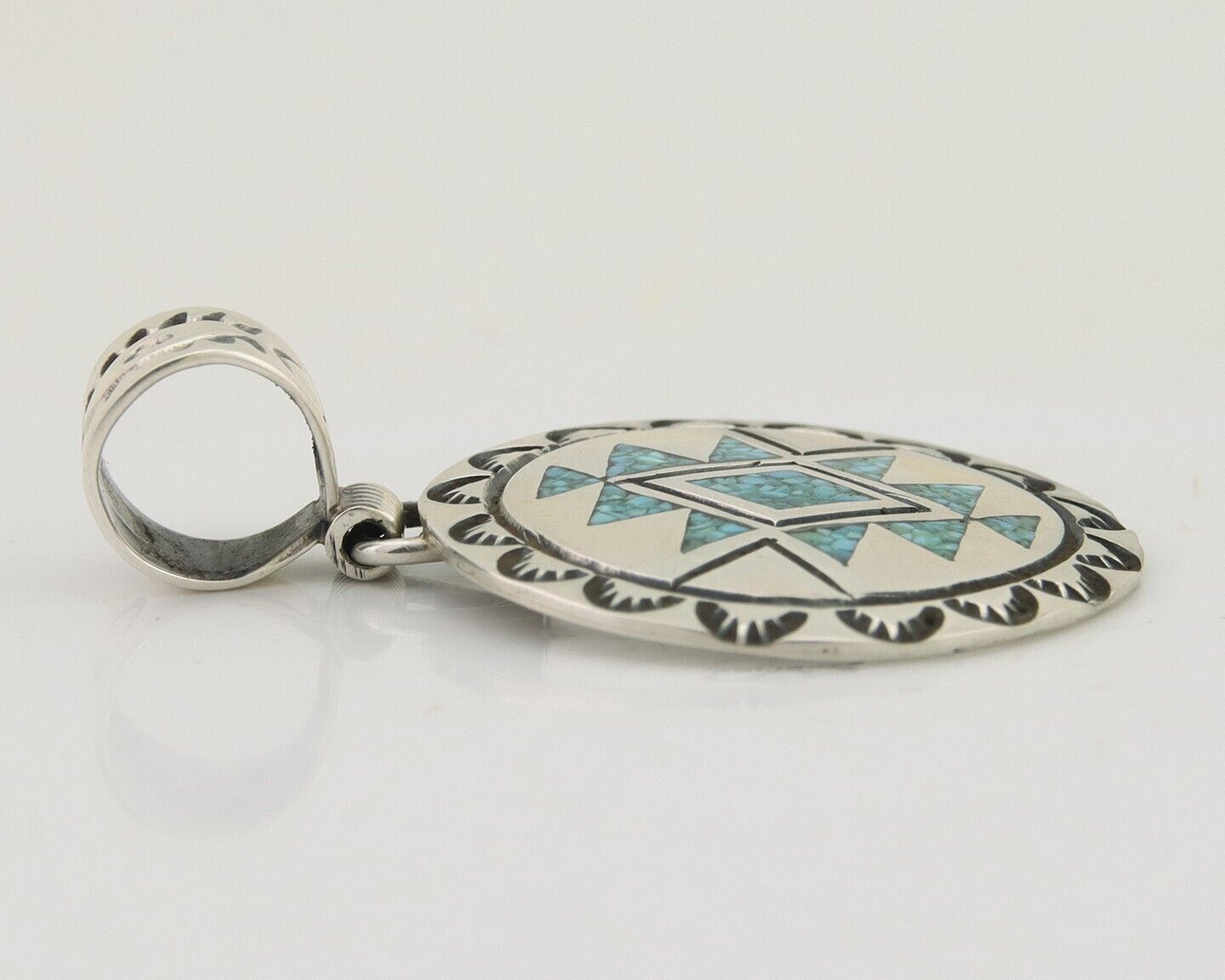 Navajo Necklace 925 Silver Natural Turquoise Artist Signed Stanley Bain C.80's