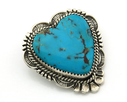 Navajo Handmade Pin Sterling Silver Turquoise Vintage Artist Signed W Denetdale