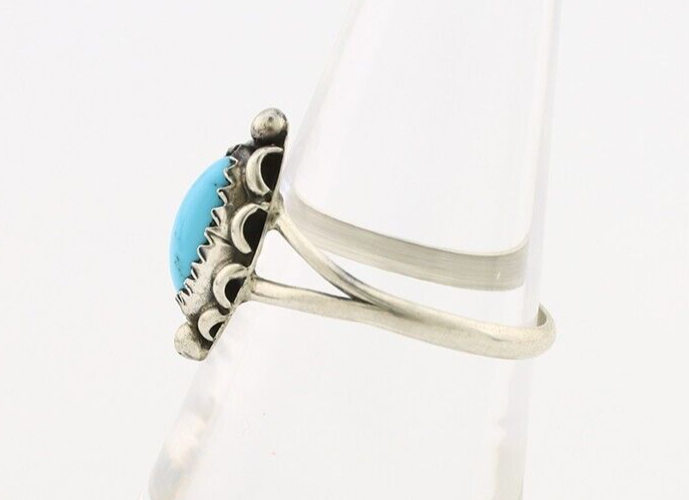 Navajo Ring 925 Silver Turquoise Artist Signed SkyStone Creations C.80's