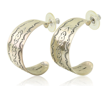 Navajo Earrings 925 Silver Half Hoop Handmade Native American Artist C.80's