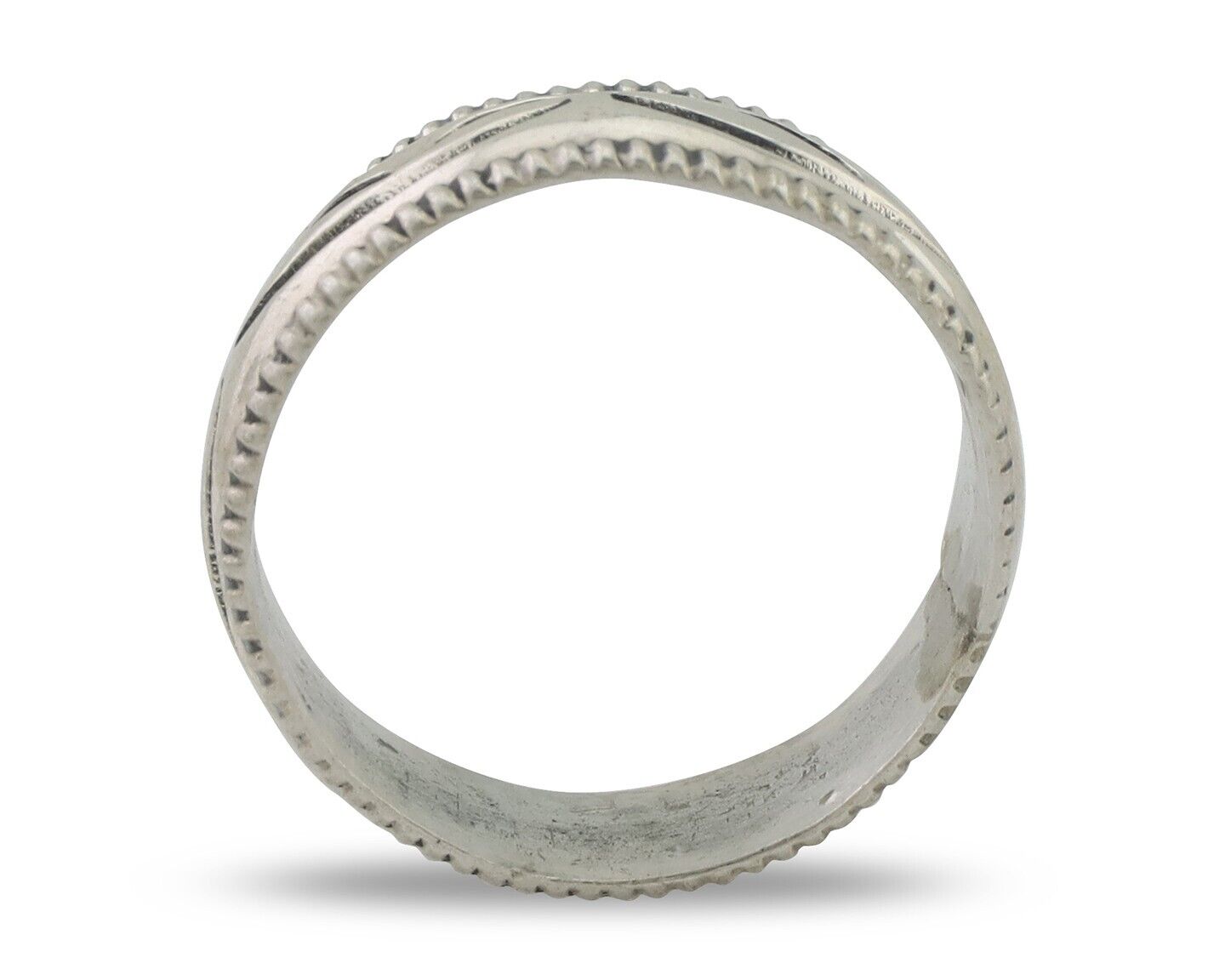 Navajo Hand Stamped Band 925 Silver 6.0 mm Native Artist Size 6.0 C.80's